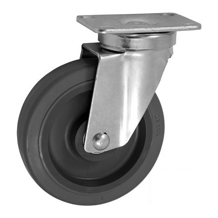 Casterhq 5"x1.25" LIGHT DUTY THERMO RUBBER WHEEL, SWIVEL CASTER, Light, Me LDTR5X125